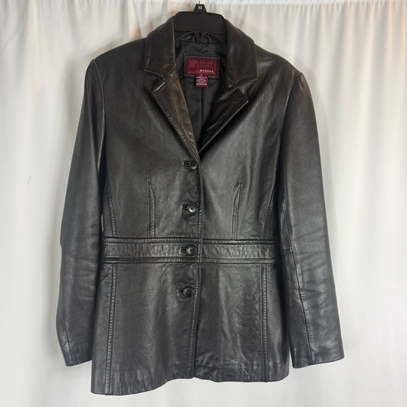 Merona Women's Black Genuine Leather Jacket Y2K 90’s style Size:S